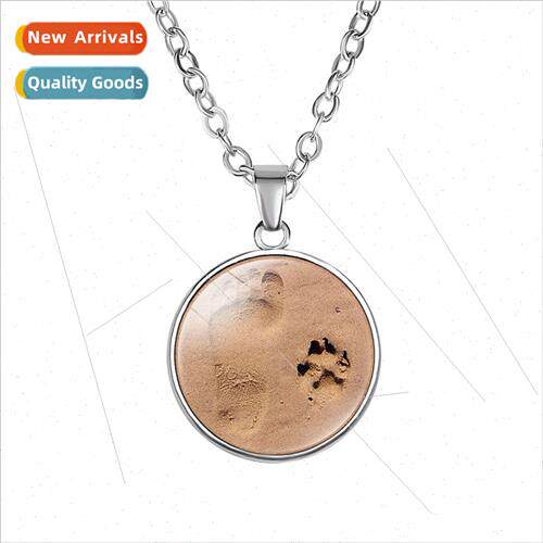 New Beach Footprints Cat Footprints Time Gemstone Pendant Ne