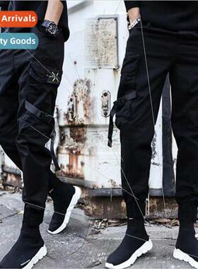 Work pants mens summer spring drawstring Korean Harun loose