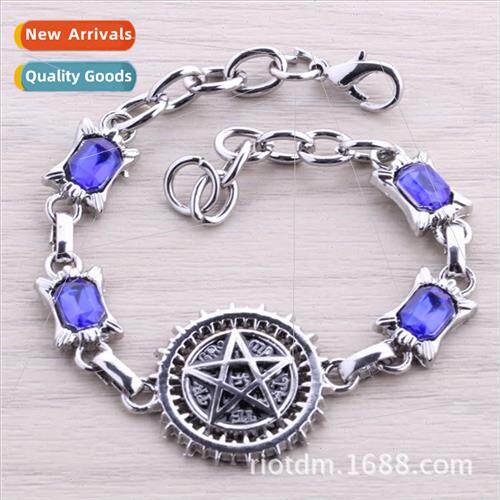 Anime black deacon bracelet punk  alloy diamond skull bracel