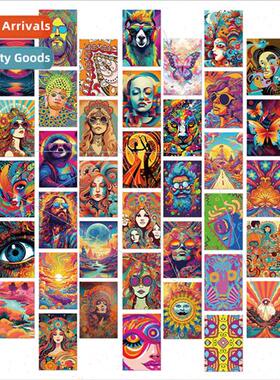 50 Colorful Wall Cards Hippy Style Creative Fashion Photogra