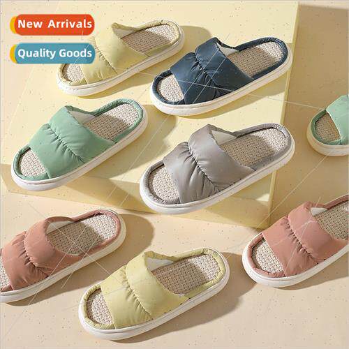 New Japanese linen slippers four seasons indoor home floor c