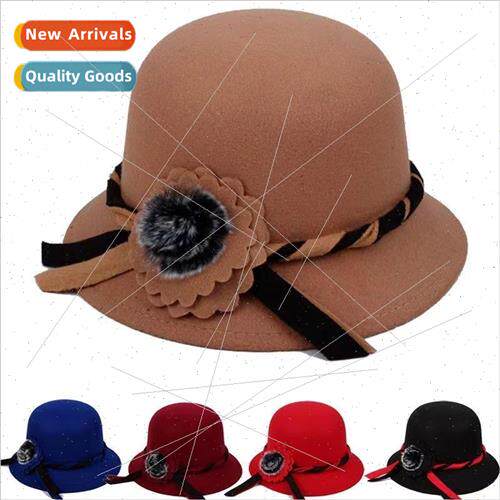 Middle-aged and elderly elegant basin hat fall and winter ou