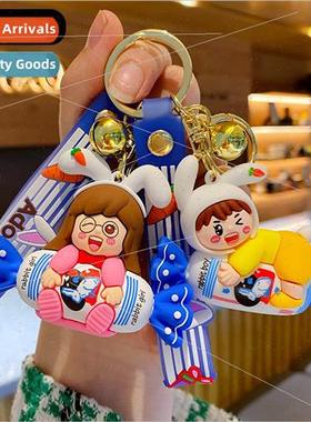 Cartoon white rabbit milk candy boy keychain cute fashion co