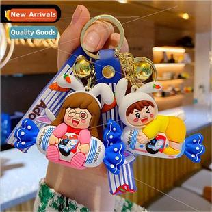 Cartoon white rabbit milk candy boy keychain cute fashion co