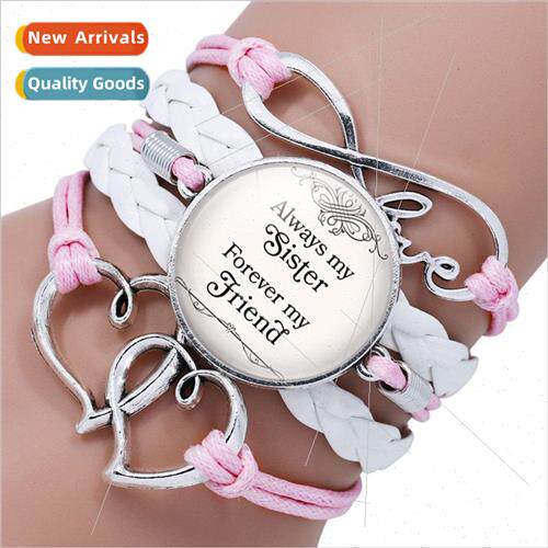 New Pink Heart Girl Bracelet Always My Sister 适用ever My Fr