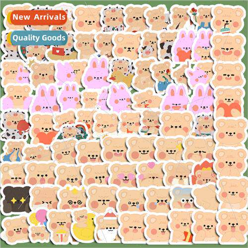 90 handbook stickers small fresh cartoon cute bear girl hear