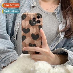love App graffiti iPhone 适用 black and brown ins Korean