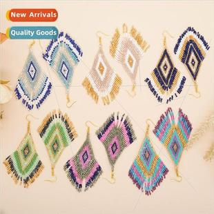 Rhombus Tassel Beads Ethnic Rice Style MGB Bohemian Womens