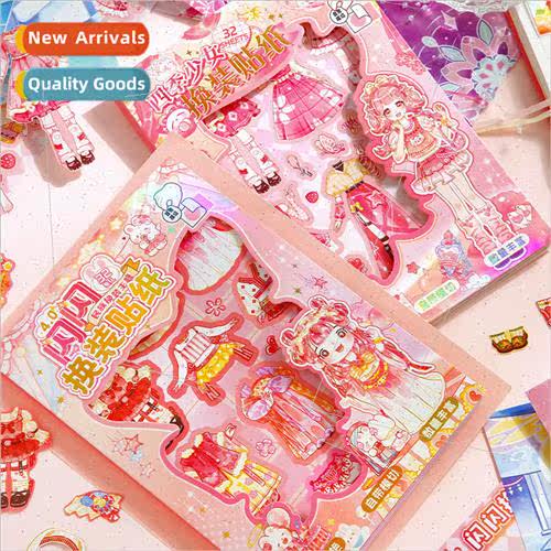 New flash girl dress up stickers children girls puzzle dress