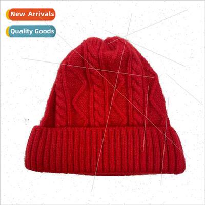 Koreas autumn and winter solid color twisted wool cap childr