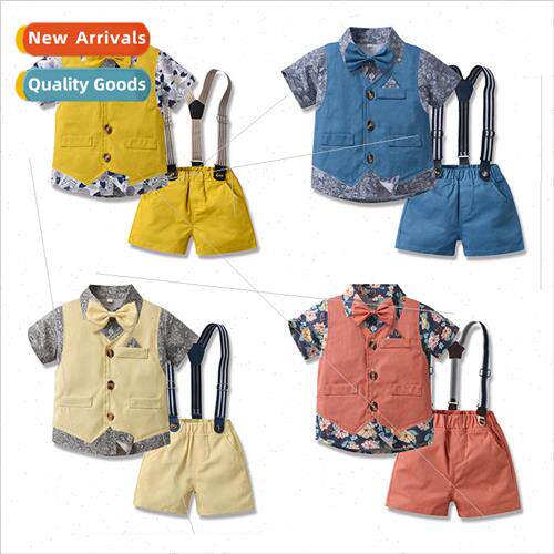 Summer childrens wear 2023 new boys short-sleeved flower car