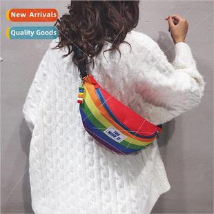 Rainbow fanny pack female new Korean cute teenage girl cross