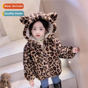 leopard print cotton Girls childrens fall coat and late