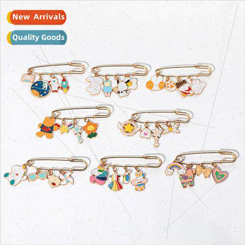 Cartoon cute unicorn rainbow planet cartoon brooch alloy bad
