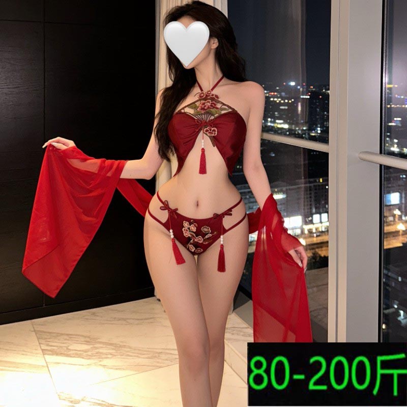 送网袜情调大尺度80-200斤加肥加大码性感肚兜汉服套装肚兜