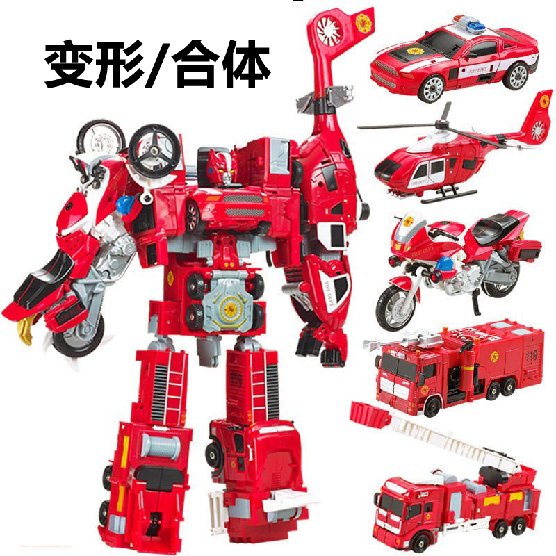 变形飞机摩托车汽车机器人大力神工程消防警车男孩子金刚玩具模型