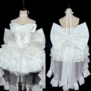 法式温柔风月光白抹胸连衣裙子女夏季在逃公主古着vintage蓬蓬裙