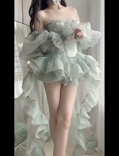 高定如心  切利尔绿色 公主裙可拆卸配饰生日宴裙子现货现货现货