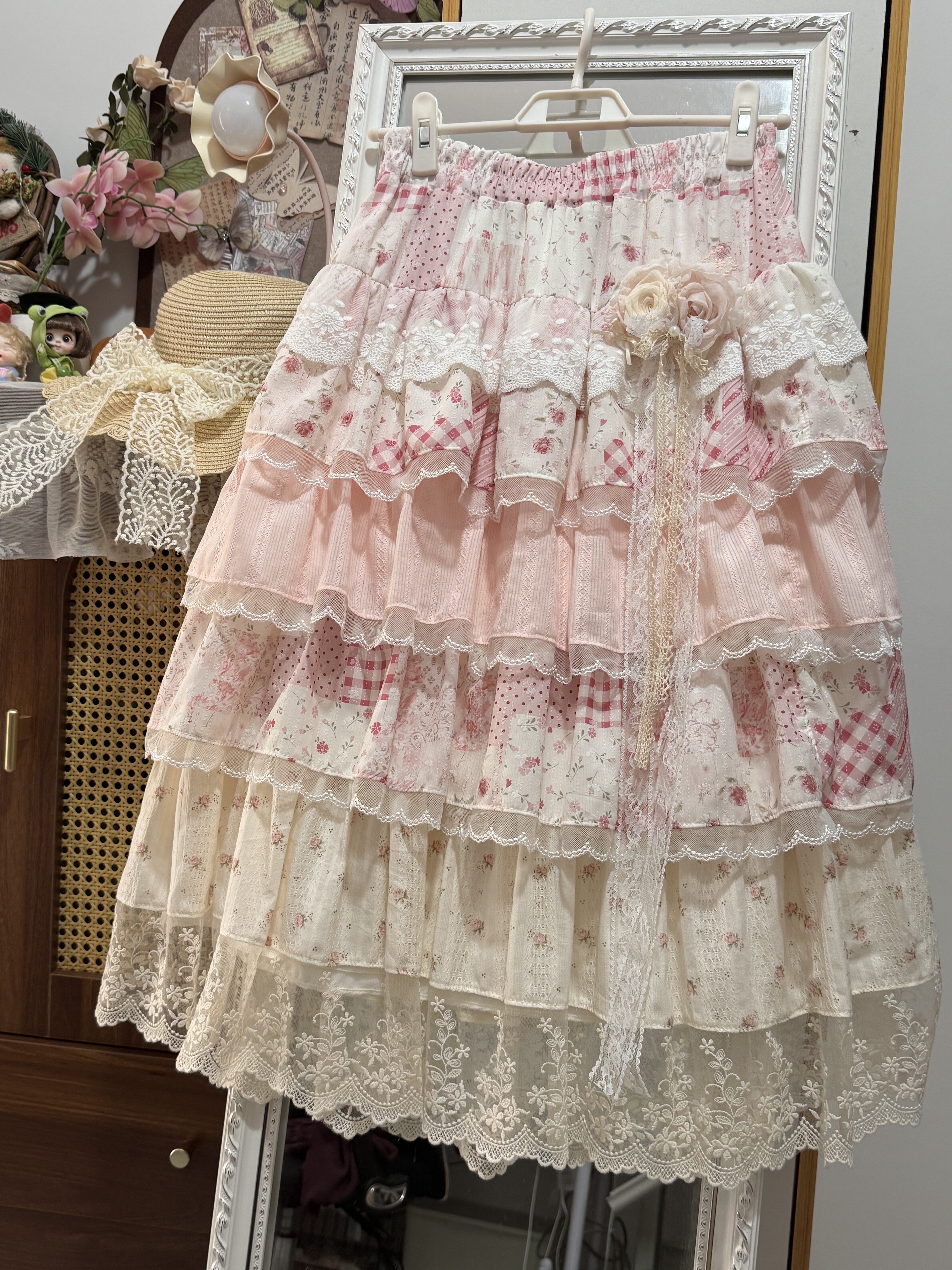 GFMin手作原创手工半身裙不规则拼布甜美仙女蛋糕裙