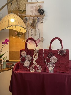 GFMin原创手工酒红婚包喜庆浪漫仙女手提单肩大容量婚包