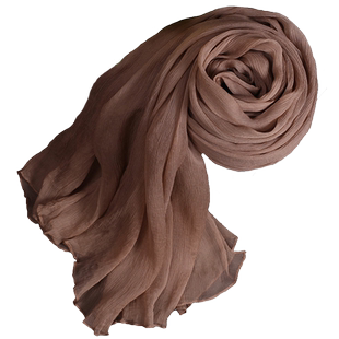 正品桑蚕丝纯色长款真丝丝巾秋冬季杏色围巾高级柔软保暖护颈披肩