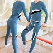 薄款 秋衣秋裤 秋冬男生棉毛衫 打底裤 保暖内衣套装 防寒线衣线裤 男士