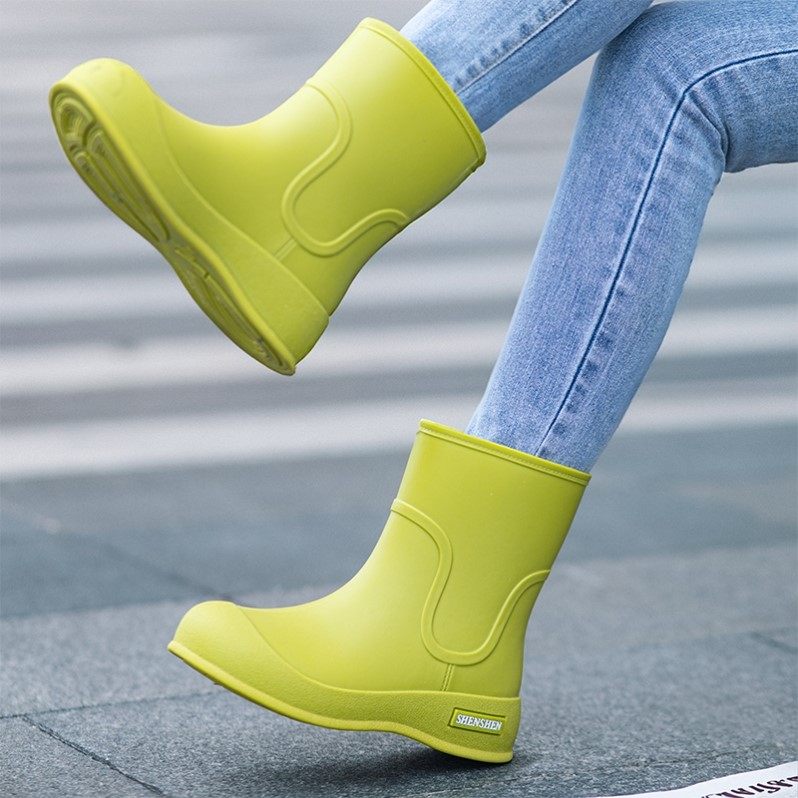 时尚短筒雨鞋女士新款软底防水雨靴防滑耐磨工作胶鞋加绒保暖水鞋
