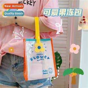 flower carto transparent Teenage bag heart jelly travel girl