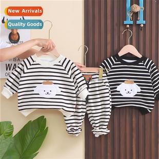 2023 baby boys swe female fall striped Childrens new