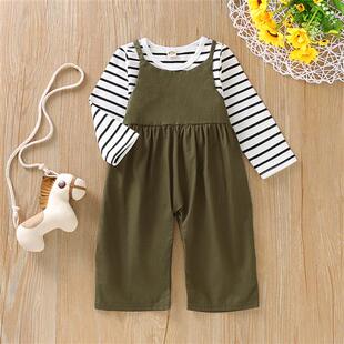 2020 new n middle small children striped top + suspenders p
