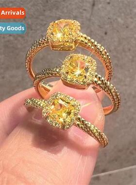 Open Small Square Sugar Ring Zircia Twist Design Couples Rin