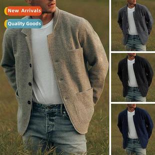 Solid Color Coat Mens Casual Jacket Youth Fashi 2023 Trendy