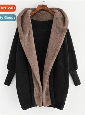 2022 Plush New Womens Colorblocking Double Sided Velvet Hood