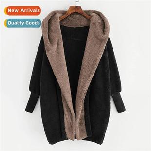 Womens Colorblocking Double 2022 Velvet New Sided Hood Plush