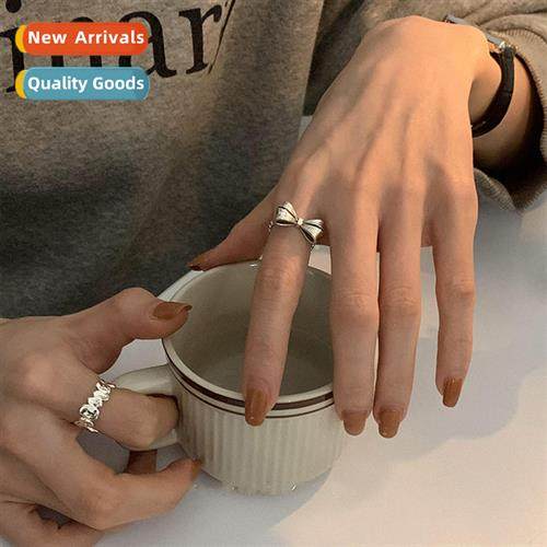 n retro style niche  bow Thai silver ring female 2022 new ti