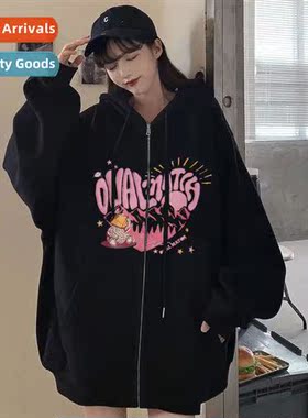 Dark Wind Hip Hop Gothic Harajuku Y2k Zipper Hoodie Mens  Wo