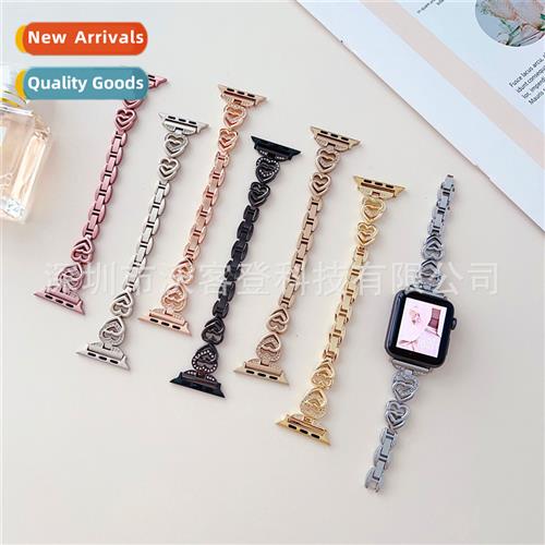 适用Apple watch double love diamond encrusted metal strap ap