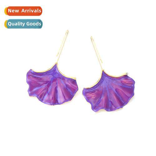 New retro drip oil ginkgo biloba ear hooks exaggerated desig
