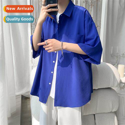 Solid color casual shirt mens 2022 summer models Hg Kg style