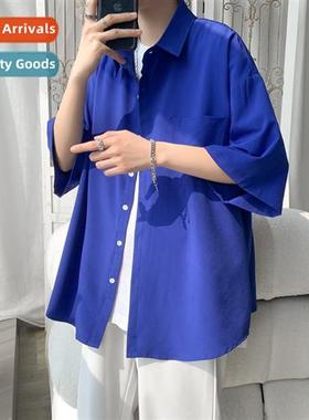 Solid color casual shirt mens 2022 summer models Hg Kg style
