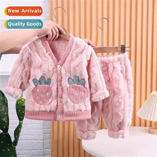 Girls fall  winter facecloth pajamas su padded new children