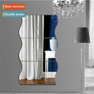 New acrylic wave mirror stickers hotel restaurant home wall
