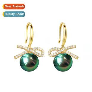 gray peacock green Colorful bow champagne beads earrin black