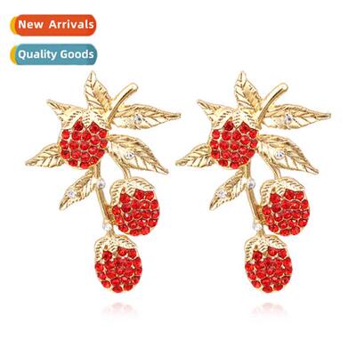 Korean fashi persaly strawberry fru earrings exquise diamd a