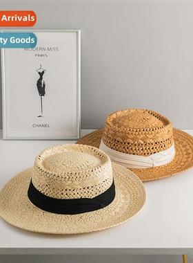 Womens summer hand-woven Panama straw hat men ccave top hat