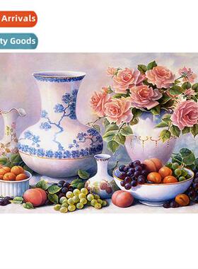 Modern Home Decor Rose Vase Fru Cross Stch Hmade Full Stch T