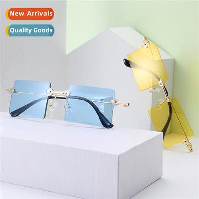 1312 new fashi small frame square sunglasses rimless cut edg
