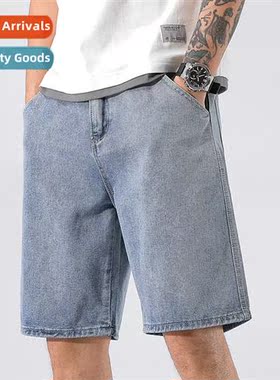 Denim shorts mens summer thin secti ins loose tide outside