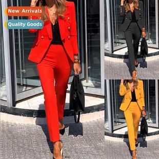 Fashi Set Autumn Piece Two Color Solid New Womens 2022