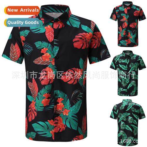 2022 new mens summer short-sleeved floral shirt an code fash